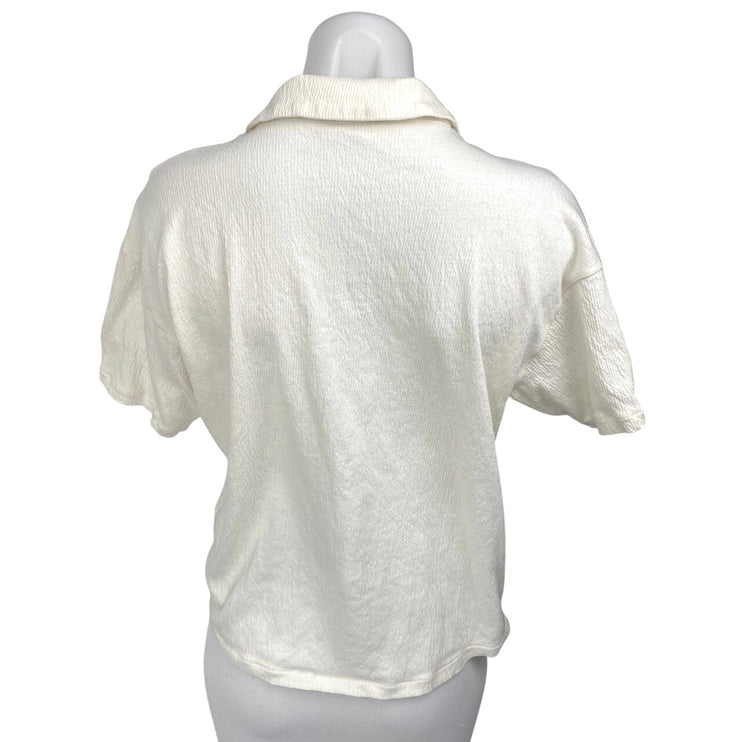 Madewell Women's White Short Sleeve Pocket Cotton Button Up Shirt Top Size XS