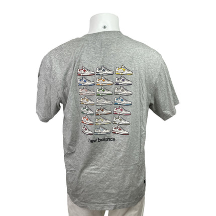 New Balance Men's Gray 550 Sneakers Graphic Short Sleeve T Shirt Tee Top Size L