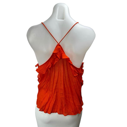 J.Crew Coral Ruffle Sleeveless V Neck Racerback Cami Camisole Tank Top Size S
