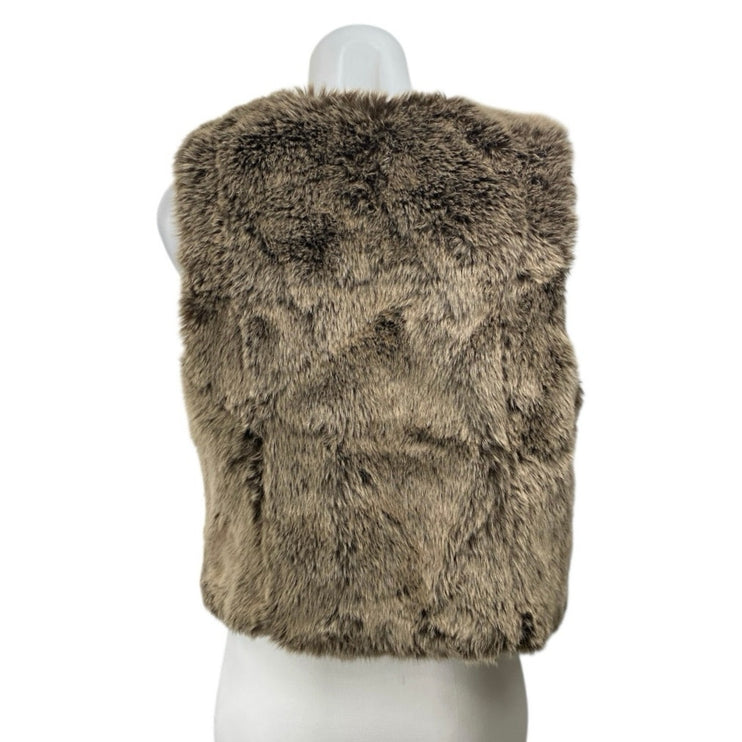 Madewell Women's Brown Faux Fur Vegan Teddy Sleeveless Open Sweater Vest Size M