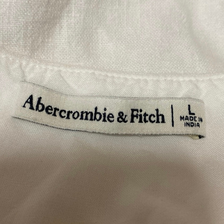 Abercrombie & Fitch Women's White Linen Sleeveless Square Neck Crop Tank Top L