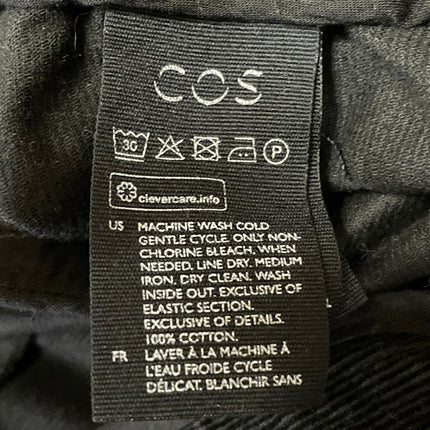 COS Women's Black Corduroy Pleated Wide Leg Baggy Cropped Trousers Pants Size 6