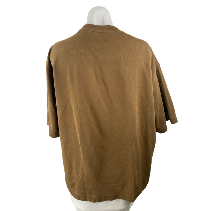 Uniqlo Airism Womens Brown Short Sleeve Crew Neck Basic Tee T-Shirt Top Size L