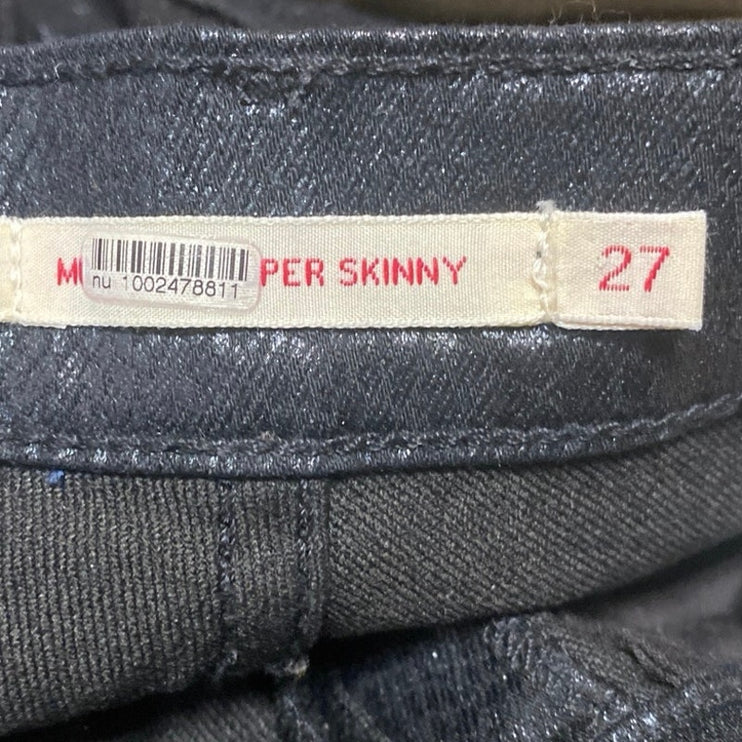 Levi's Women's Black Snakeskin Faux Leather High Waist Skinny Trousers Pants 27