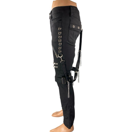 Tripp NYC Studded Bondage Men's Black Studded Zipper Straight Trousers Pants 26