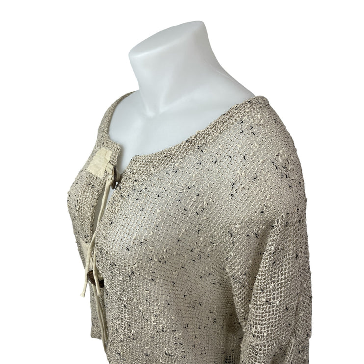 Kaktus Art to Wear Womens Beige Open Mesh Crop Bolero Cardigan Sweater Top Sz XL