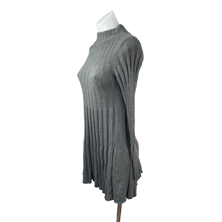 Anthropologie Rosie Neira Gray Wool Ribbed Knit Long Sleeve Sweater Mini Dress S