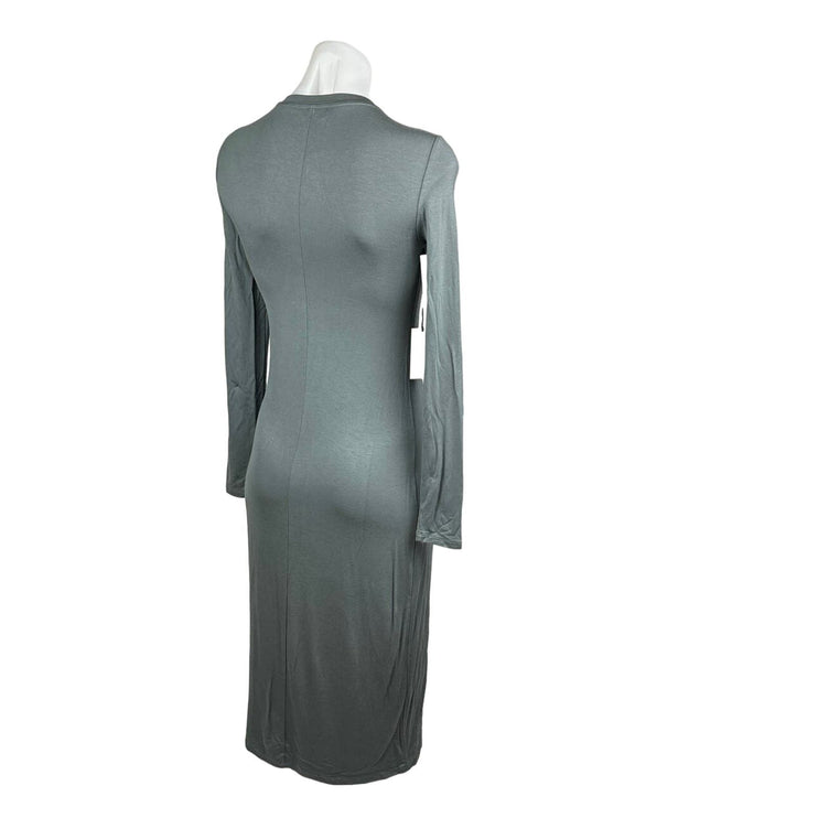 Aritzia Babaton NWT Women’s Green Gray Crew Long Sleeve T Shirt Midi Dress XSP