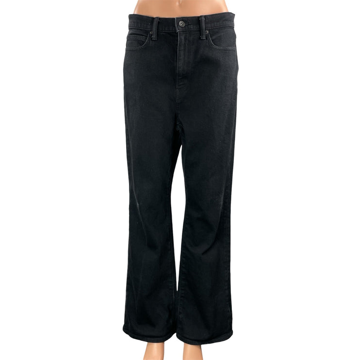 Uniqlo Women's Black High Waisted Flared Bootcut Relaxed Baggy Denim Jeans 28