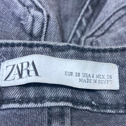 Zara Women's Black Washed High Waisted Raw Hem Skinny Denim Jeans Size 6