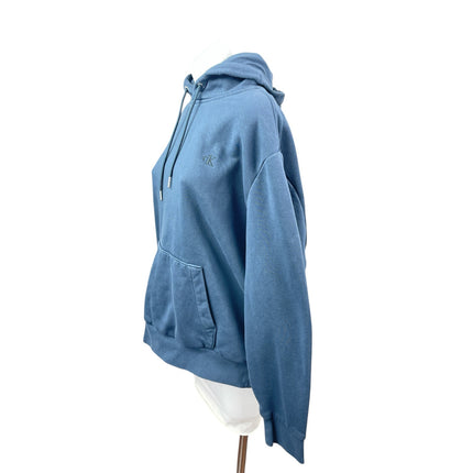Calvin Klein Jeans Womens Blue Fleece Hoodie Hooded Pocket Sweatshirt Top Size L