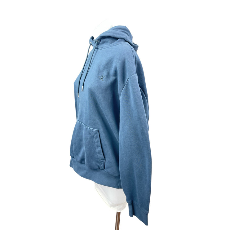 Calvin Klein Jeans Womens Blue Fleece Hoodie Hooded Pocket Sweatshirt Top Size L