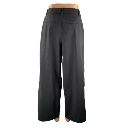 Uniqlo Women's Gray High Waisted Pleated Baggy Wide Leg Trousers Dress Pants M