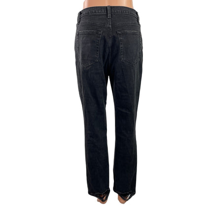 Abercrombie & Fitch The Ankle Straight High Rise Black Distressed Denim Jeans 27