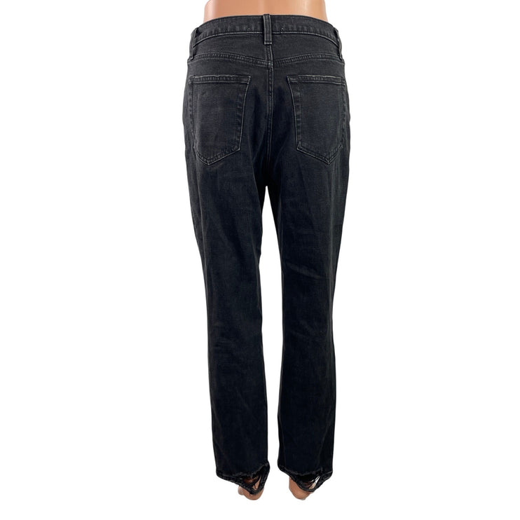 Abercrombie & Fitch The Ankle Straight High Rise Black Distressed Denim Jeans 27
