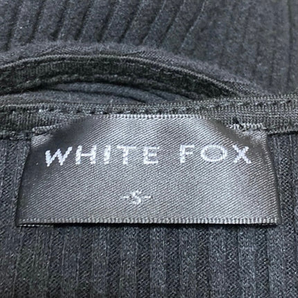 White Fox Women's Black Rib Knit Sleeveless Backless Tie Back Crop Tank Top Sz S