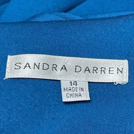 Sandra Darren Womens Blue Short Sleeve Back Zip Midi Mini Shift Bodycon Dress 14