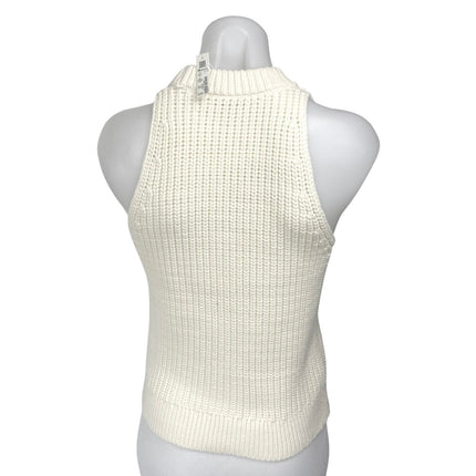NEW Madewell Cream Rib Knit Sleeveless V Neck Button Up Cardigan Sweater Top XS