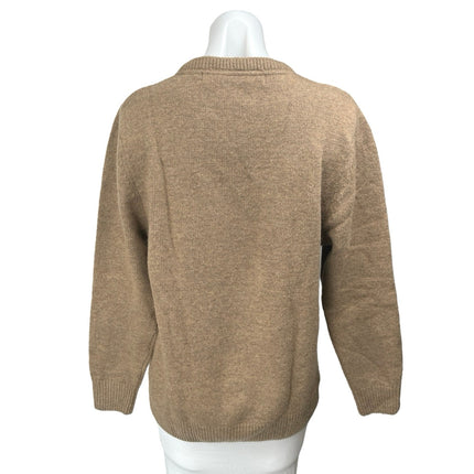 The Concrete Women's Tan Knit Long Sleeve V Neck Pullover Sweater Top Size L