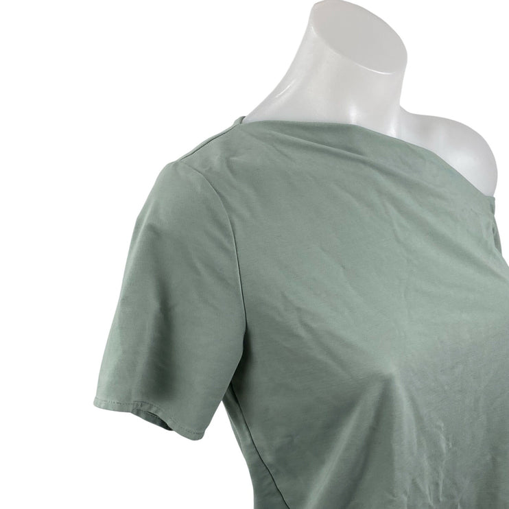 Love, Bonito Laylin Green Asymmetrical One Shoulder Short Sleeve Blouse Top Sz 4