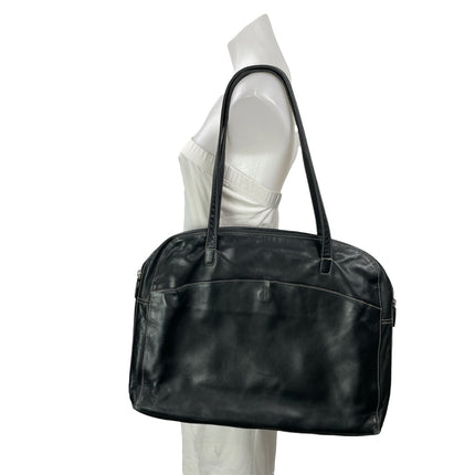Lodis Women's Black Leather Zip Shoulder Travel Messenger Tote Handbag Size OS