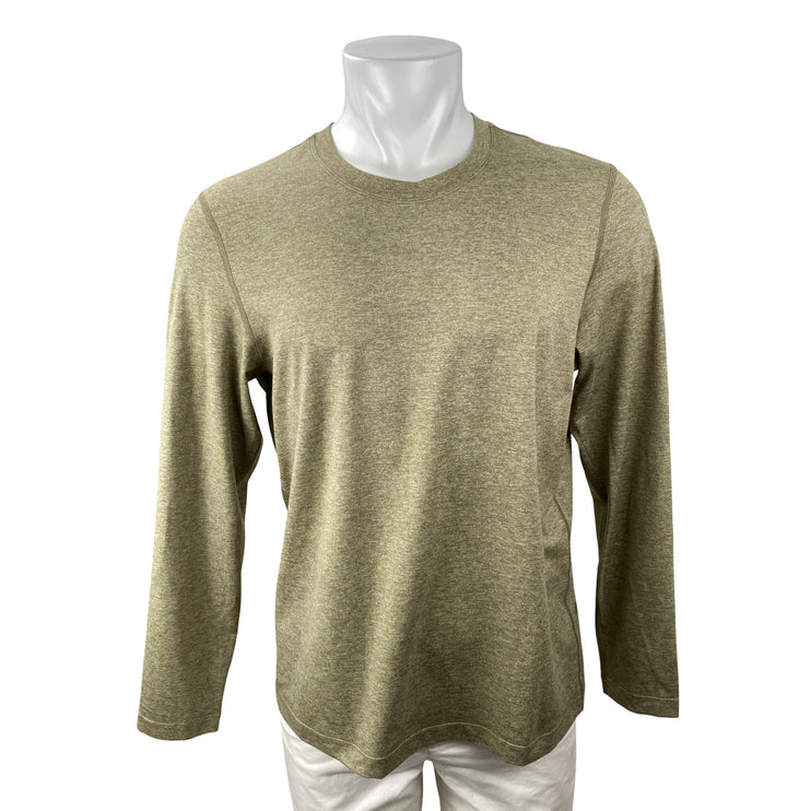 Lululemon Men's Green Crew Neck Long Sleeve Jersey Tee Casual T-Shirt Top Sz 16
