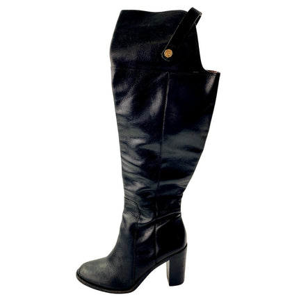 Louise Et Cie Navaria Women's Black Calf Leather Block Heel Knee High Boots Sz 7