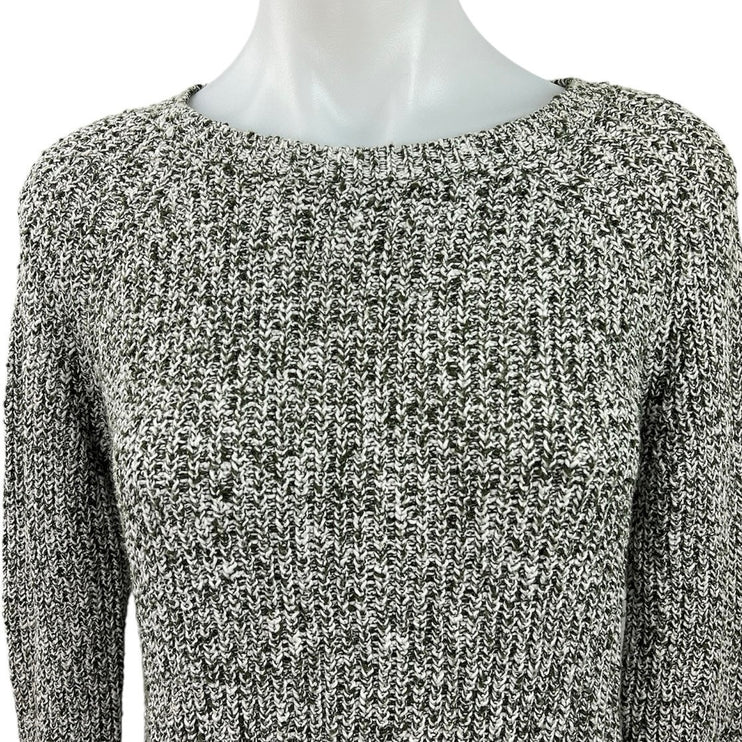Lilla P Gray Chunky Knit Crewneck Back Keyhole Pullover Soft Sweater Top Size S