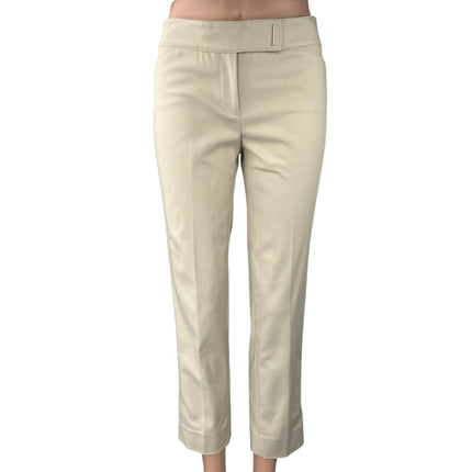 White House Black Market Perfect Form Cream Straight Slim Ankle Trousers Pants 0