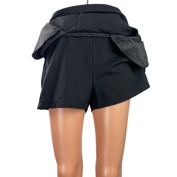 Zara Womens Black Mid Rise Belt Loops Mini Straight Pencil Skort Shorts Skirt M