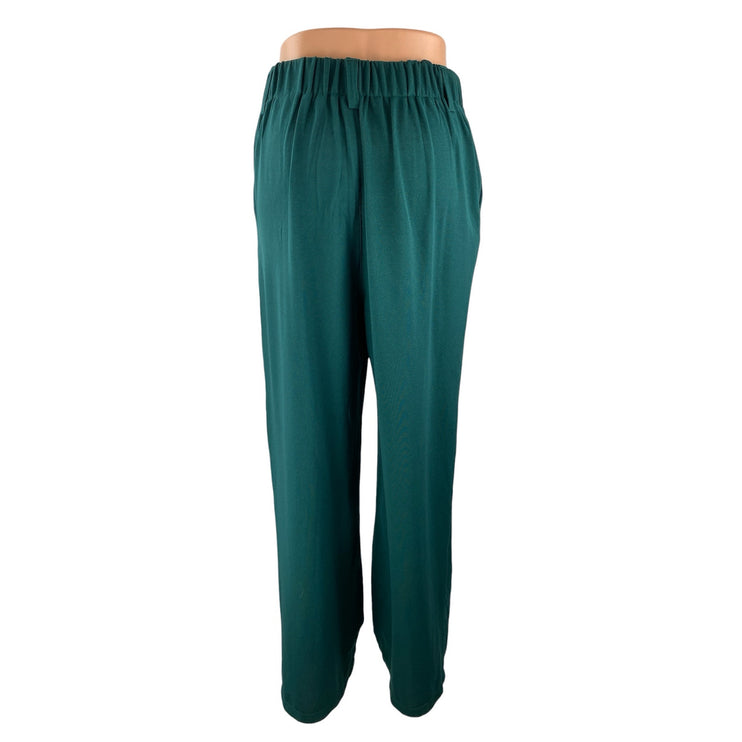 Halara Womens Green High Waisted Pleated Palazzo Wide Leg Trousers Dress Pants S