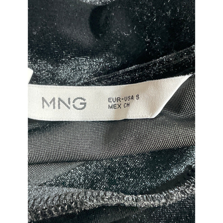 NEW MNG Mango Women Black Velvet Velour Cowl Neck Cami Tank Bodysuit Top Size S
