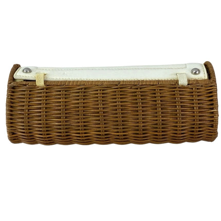 Michael Kors Santorini Wicker Rattan Leather Trim Clutch Purse Pouch Wristlet OS