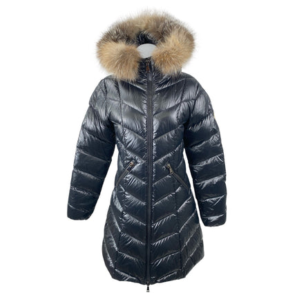 Moncler Women's Black Faux Fur Hoodie Long Sleeve Full Zip Puffer Coat Jacket 2