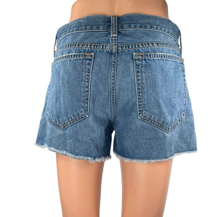 Rag & Bone Women's Blue Mid Rise Frayed Mini Cut-Off Denim Jeans Shorts Size 26