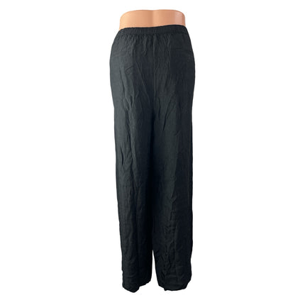 J.Crew Women's Black Pull On High Waisted Wide Leg Baggy Trousers Pants Size L