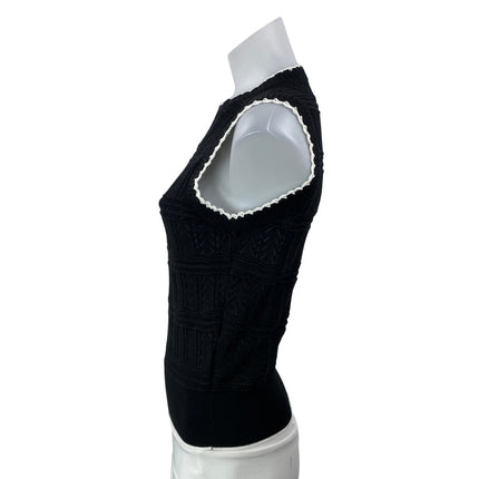 Madewell Black White Chevron Pointelle Sleeveless Sweater Vest Tank Top Size S