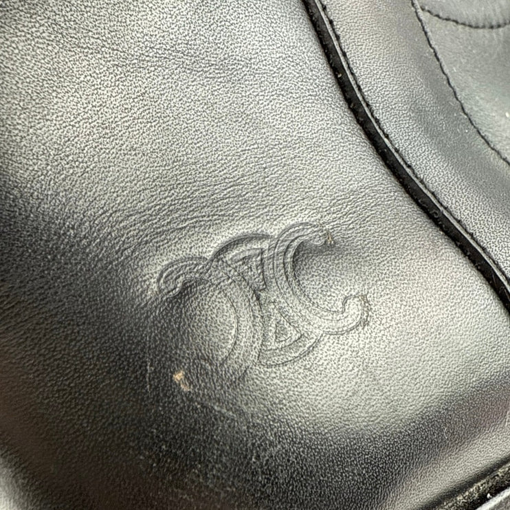 Celine Paris Women's Black Leather Block Heele Mid Calf Boots Size 37 US 6.5