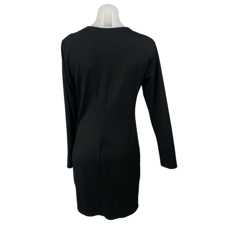 NEW Socialite Women's Black Twist Front Long Sleeve Mini T-Shirt Bodycon Dress L