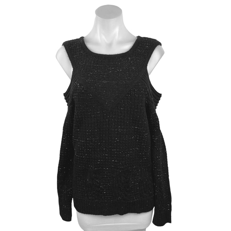 Y Yigal x Design Lab Black Cold Shoulder Round Neck Pullover Sweater Top Size M