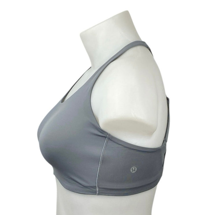 Lululemon Energy High Support Gray Strappy Sleeeveless Athletic Sports Bra 36DD