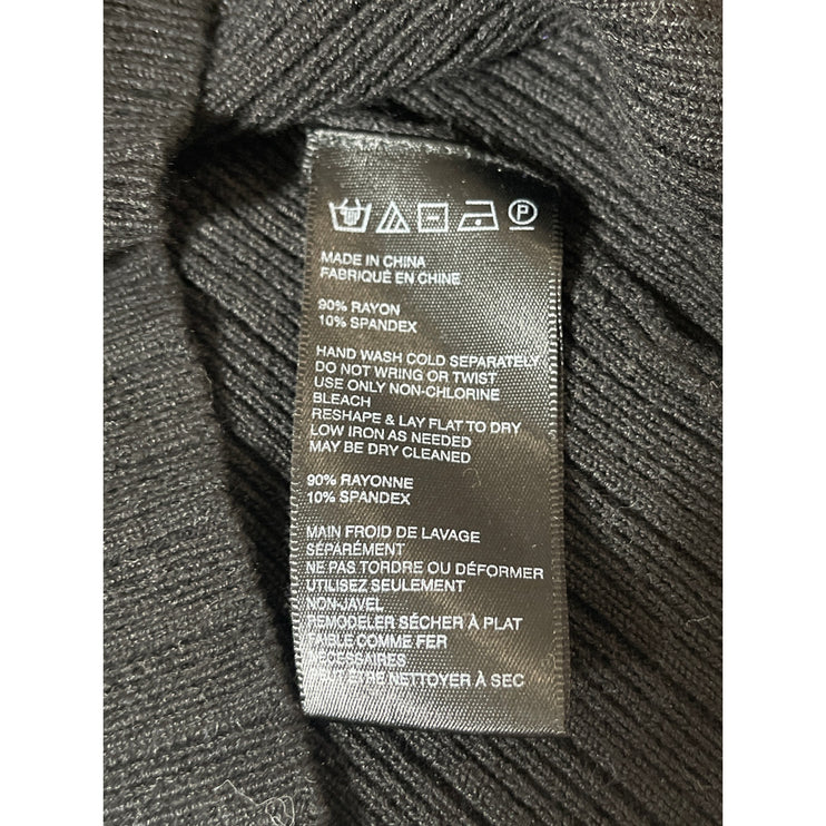 Urban Outfitters Black Rib Knit Square Neck Long Sleeve Crop Sweater Top Size L