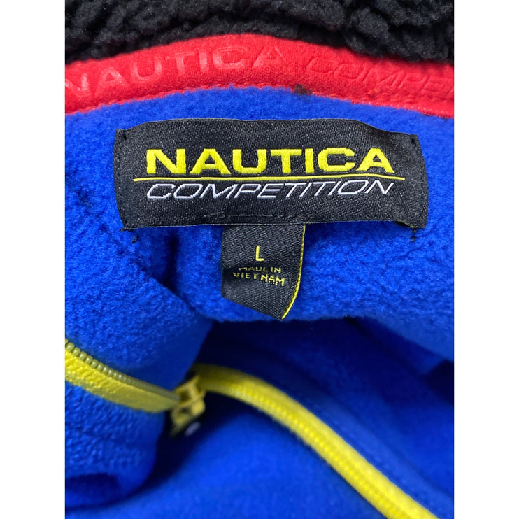 Nautica Competition Sustainably Crafted 1/4 Zip Blue Fleece Sweater Jacket Sz L