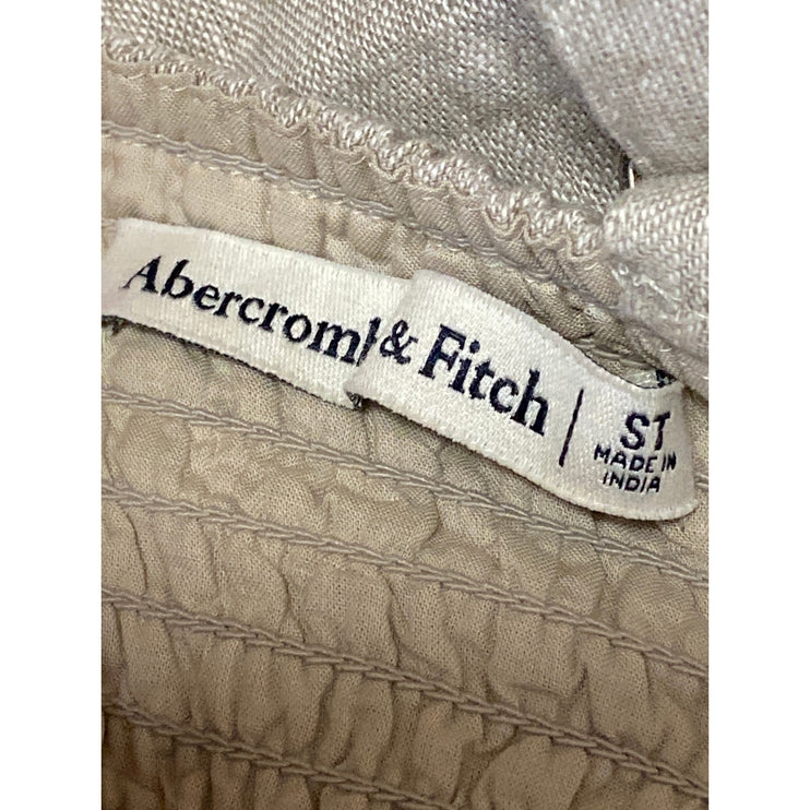 Abercrombie & Fitch Beige Linen Smocked Sleeveless Tank A Line Mini Dress Sz S