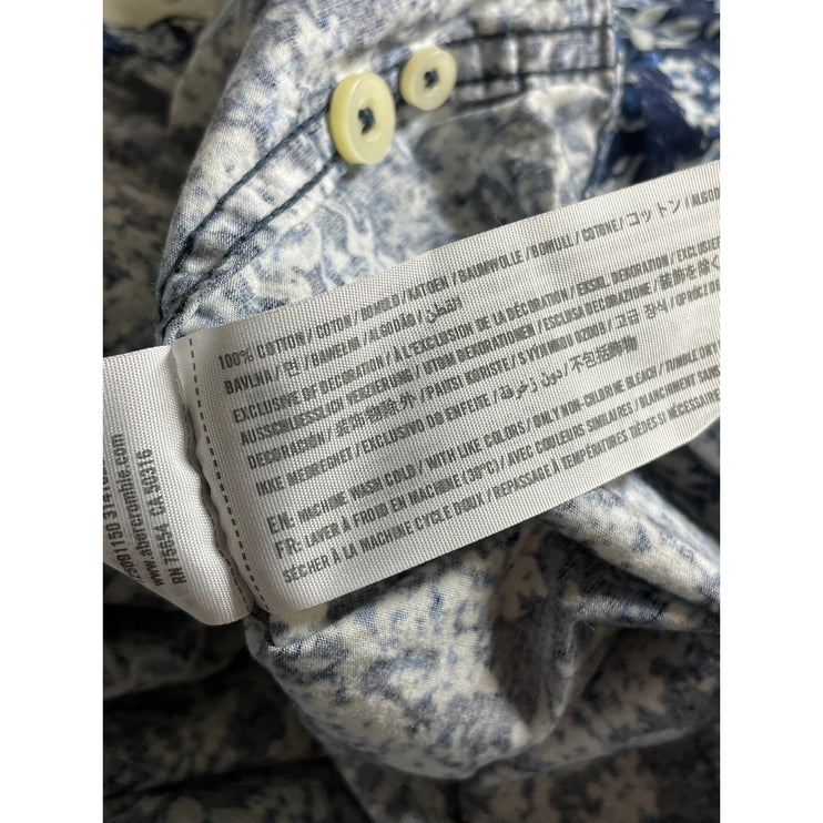 Abercrombie & Fitch Muscle Mens Blue Floral Short Sleeve Button Down Shirt Top S