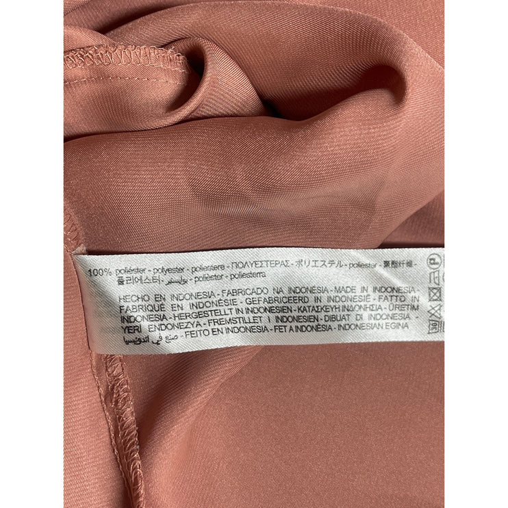 Zara Women's Rose Pink Silk Satin Long Sleeve Button Down Shirt Top Size XS