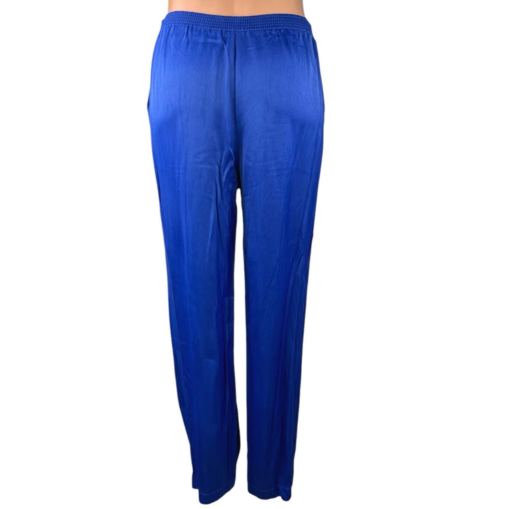 Zara Women's Blue Elastic Waist Pull On Casual Straight Ankle Trousers Pants S