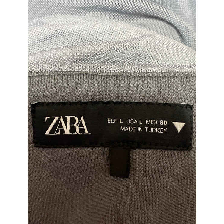 Zara Gray Black Ombre Strapless Tube Bandeau Sleeveless Drape Midi Dress Size L