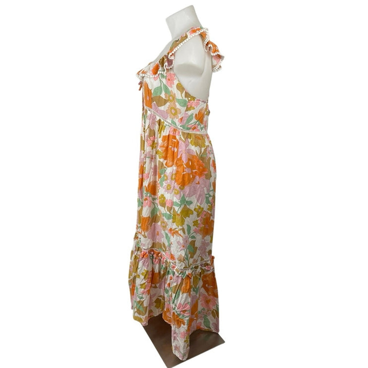 Asos Design Multicolor Floral Ruffle Tiered Maxi Tank Flare A-Line Sun Dress 16