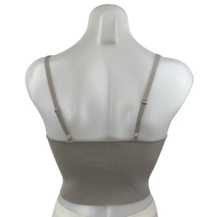 Zara Women's Gray Sleeveless Corset Bustier Knit Cami Tank Camisole Crop Top S